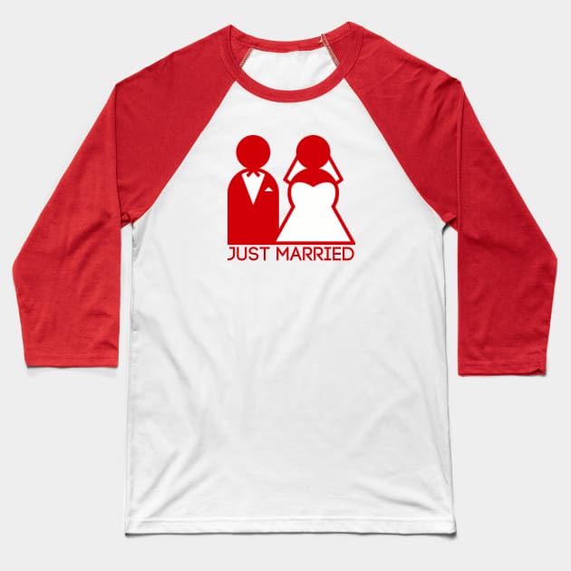 Just Married Newlyweds in Red Baseball T-Shirt by TheDaintyTaurus